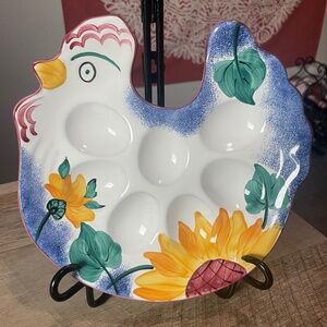 Herend Village Rooster Deviled Egg, Tray, Oven to Table made in Herend Hungary